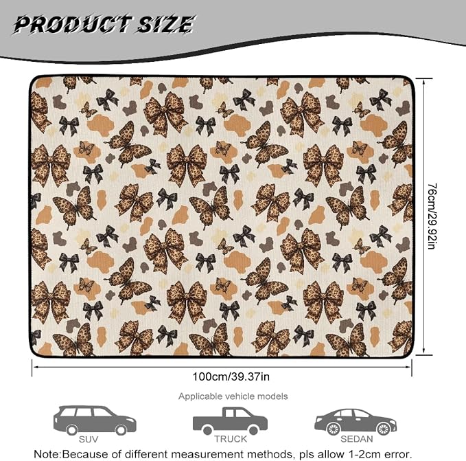 Howilath Leopard Bow Print Heavy Duty Car Trunk Mat Non-Slip Cargo Liner with Anti-Slip Backing, Universal Fit Rear Trunk Protector