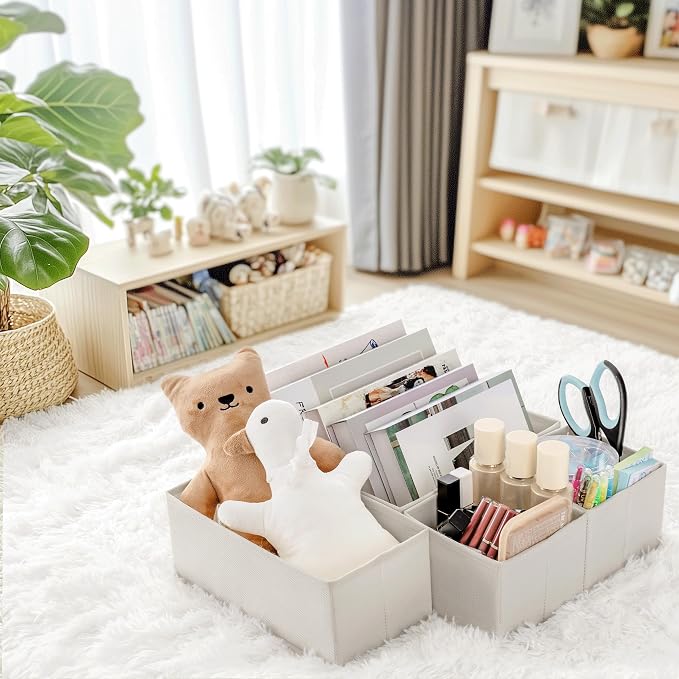 Drawer Organizer Clothes, 21 Pack Dresser Organizer for Baby Clothes, Underwear, Sock - Foldable Closet Organization and Storage Dividers Bins for Nursery, Bedroom (Oatmeal)