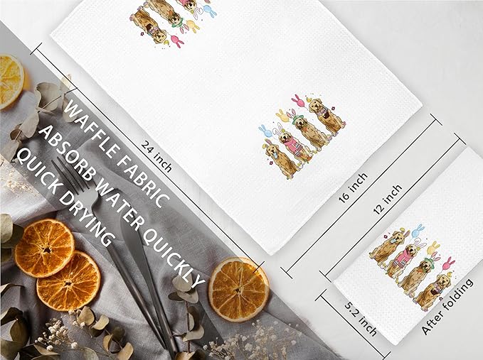 Jvpke Easter Golden Retriever Dog Decoration Hand Towels for Bathroom Kitchen, Easter Golden Retriever Gifts for Her Him Kids Dogs Lovers Women, 16x24