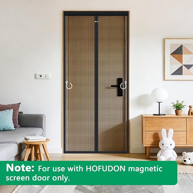 HOFUDON Replacement Hook Side Tape for Magnetic Screen Door, Acrylic Adhesive, 1.6” & 0.8” Wide Black, Length 5.1 m and 1.2 m