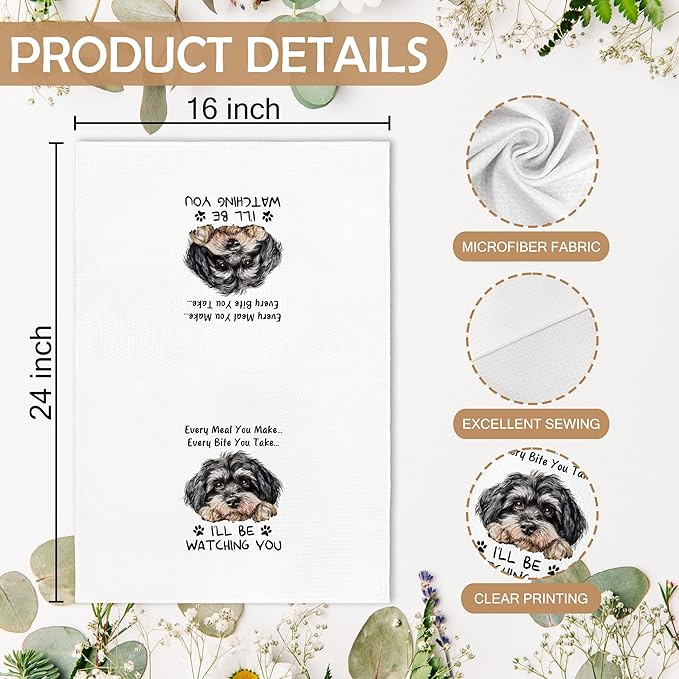 Funny Havanese Dog Kitchen Towels Accessories Decor, Black Havanese Dog Mom Gifts for Women Men Kids, Every Meal You Make Every Bite You Take Dish Hand Tea Towels for Kitchen, 16x24 Inch