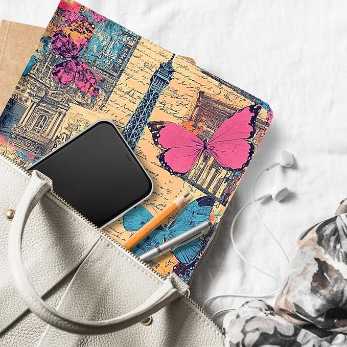 for Microsoft Surface Pro 8-13" 2021 Tablet Case,Auto Wake/Sleep,Adjustable Stand Protective Cover - Paris Tower Butterfly