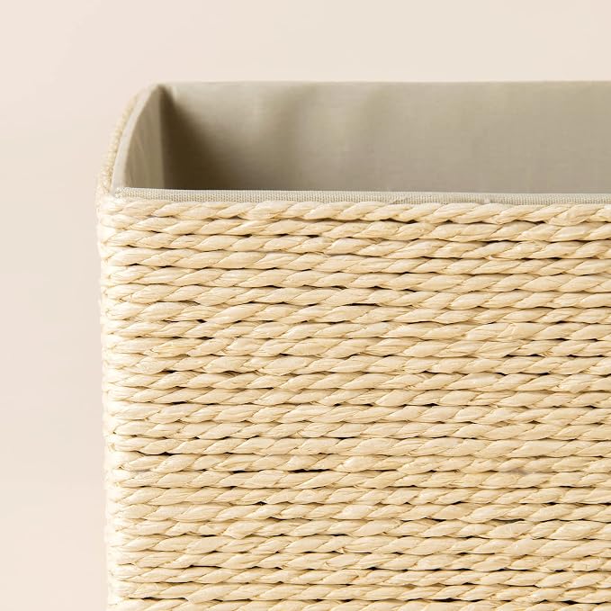 LA JOLIE MUSE Bathroom Basket Organizers, Paper Rope Storage, Beige 4 Pack