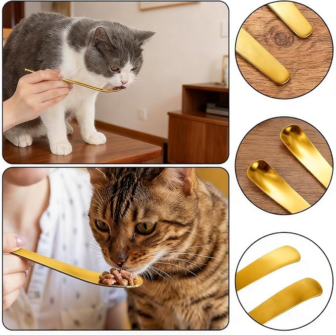 2 Pcs Dog Cat Spoon Pet Can Spoons Can Scoop Pet Feeding Spoon | Stainless Steel, Portable, Long Handle, Food Scoop, Wet Food Storage Feeder, for Wet Foods and Cans