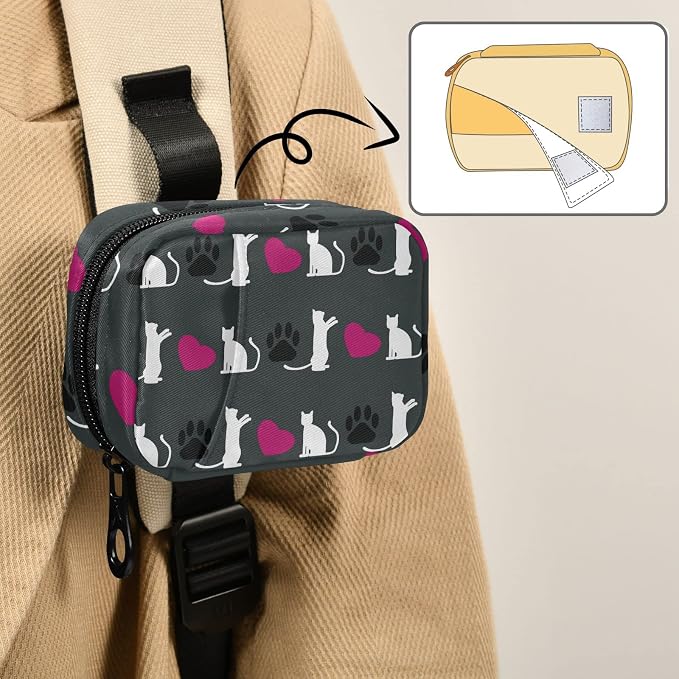 Cute Cat Heart Pill Case, Portable Weekly Pill Box Bag Container 7 Days Pill Organizer Vitamin Supplement Holder with Zipper for Travel Family Business