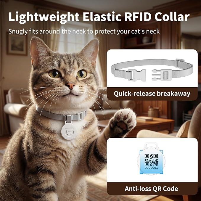 HoneyGuaridan RFID Automatic Cat Feeder with Collar Tag-Activated Personalized Meal, 5G WiFi APP Control Cat Food Dispenser with Diet Tracking and Anti-Theft for Multi Pet Home and Different Diet