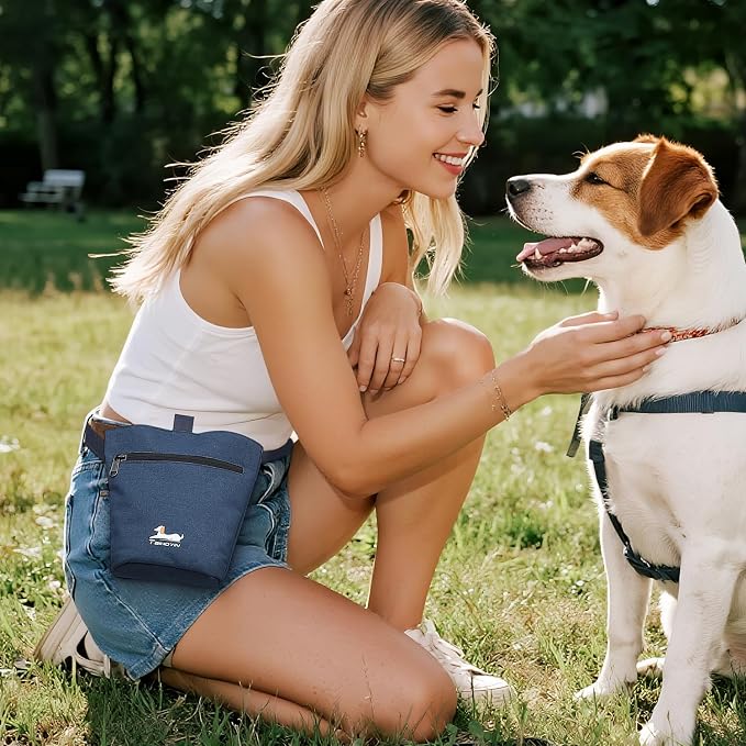 Dog Travel Bag for Pet Kit for Supplies with 2 Food Storage Containers 2 Collapsible Bowls 1 Feeding Mat 1 Dog Treat Pouch 7-Piece Set Perfect Road Trips Camping Weekend (Navy Blue)