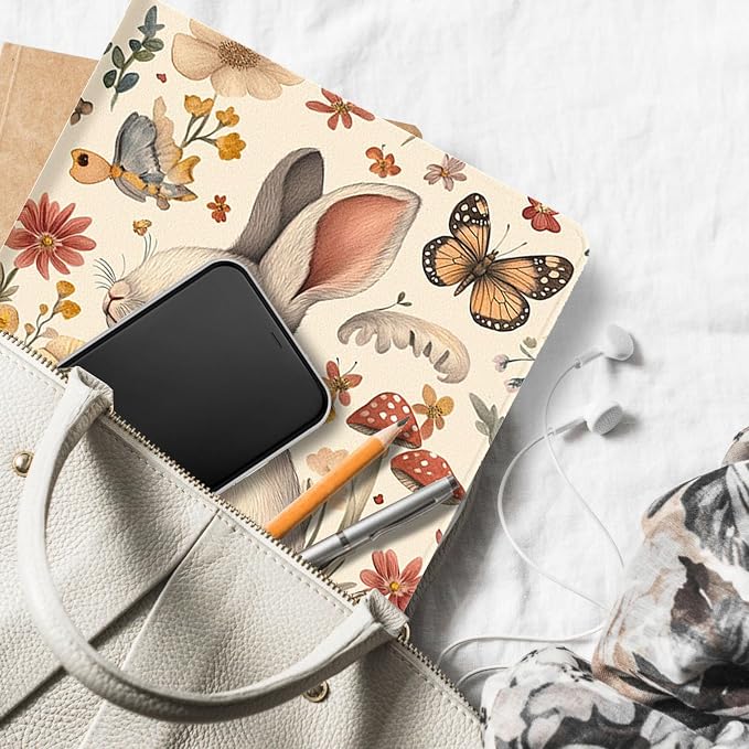 for Microsoft Surface Pro X/Pro X Plus-13 2019/2020/2021/2024 Tablet Case,Auto Wake/Sleep,Adjustable Stand Protective Cover - Rabbit Flower