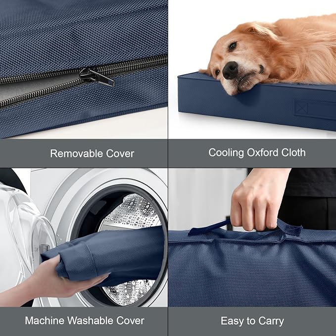 Waterproof Orthopedic Outdoor Dog Bed XL for Extra Large Dogs | Egg Crate Foam for Joint Support, TPU Waterproof Layer, Machine Washable 1680D Oxford Cover, 44 x 32 Inch, Up to 90 lbs