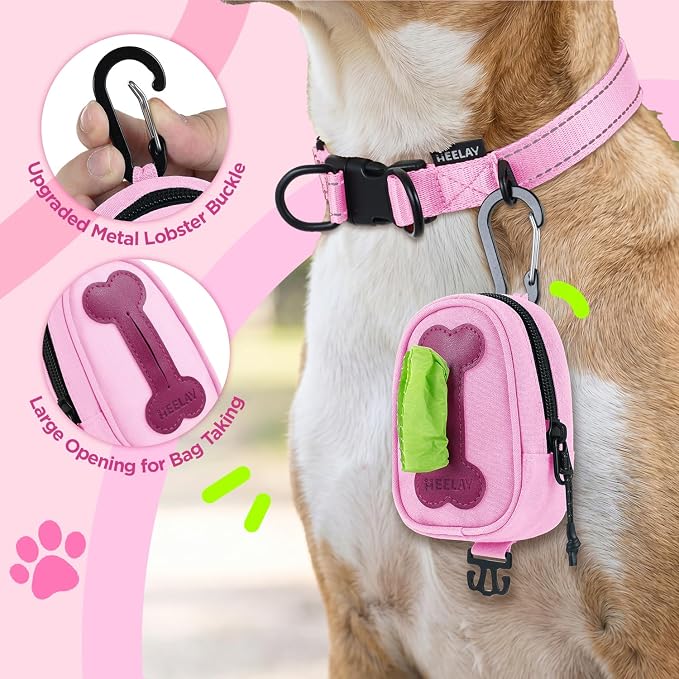 Dog Poop Bag Holder for Various Leashes,Hands Free Dog Bags Holder with Hook loop/Carabiner Clip,Bags Rolls Holder-Large Capacity,Dogs Walking,EXCLUDED