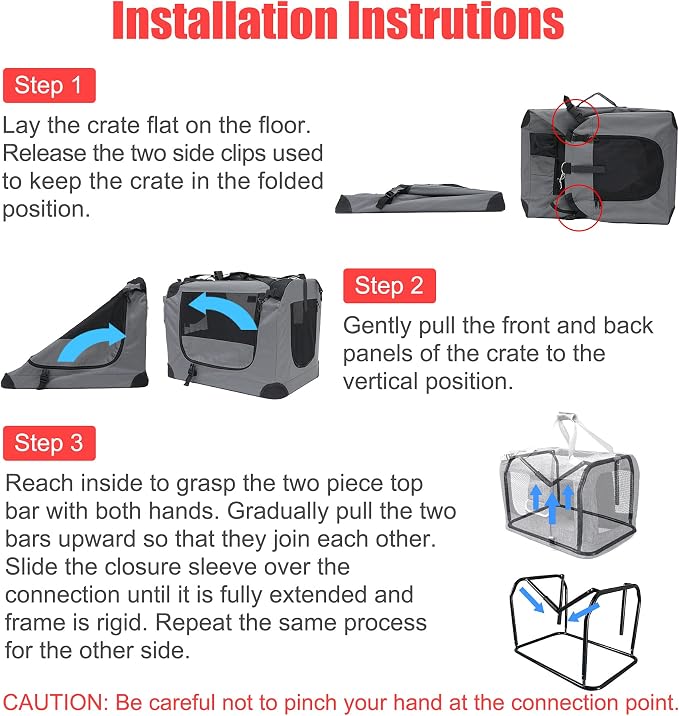 Prutapet Large Cat Carrier 24"x16.5"x16.5" Soft-Sided Portable Pet Crate for Car Traveling with Collapsible Litter Box and Bowl