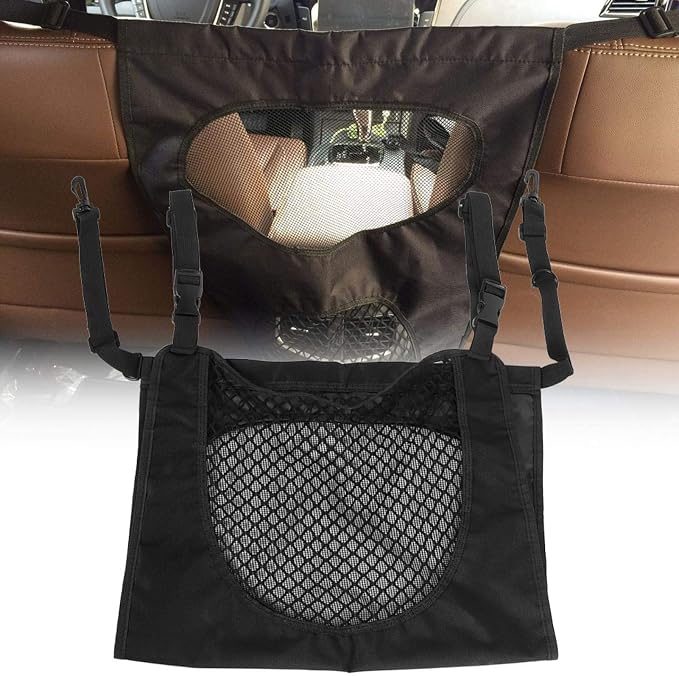 KUIDAMOS Dog Car Net Barrier, Portable Car Mesh Organizer with Mesh for SUV's, Cars Vehicles Pet Cars Divider Back Seat Barrier Net, Easy to Install Adjustable Pet Barrier
