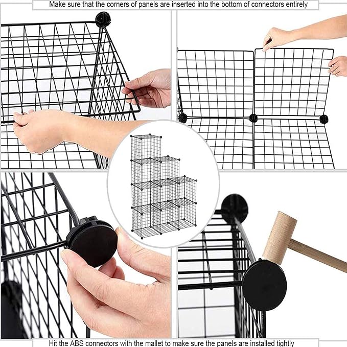 C&AHOME Wire Cube Storage - 9-Cube Organizer, Metal Grids, Bookshelf, Black | Storage Bins Shelf, Modular Bookshelf Units, Closet Cabinet, Shelving, Ideal for Home, Living Room, Office