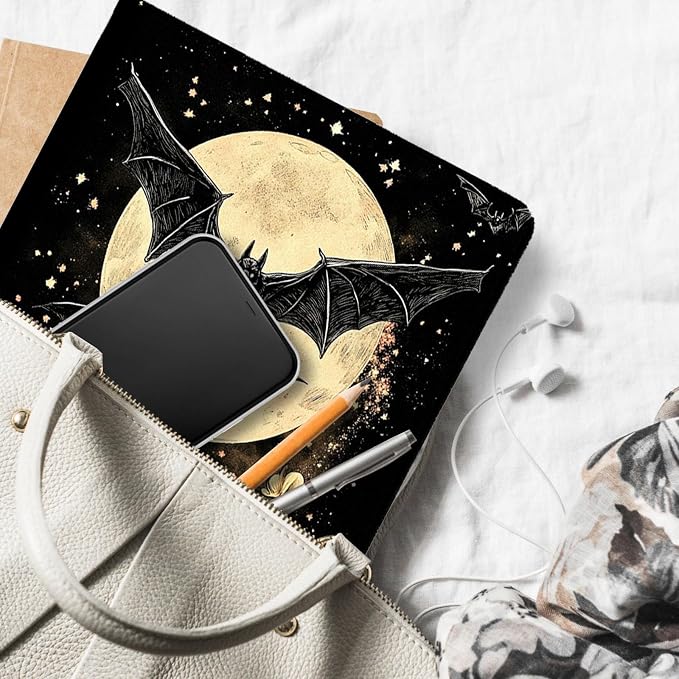 for Microsoft Surface Pro 7 Plus,Surface Pro 7/6/5/4 12.3" Tablet Case,Auto Wake/Sleep,Adjustable Stand Protective Cover - Bat Moon