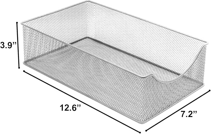 Sorbus Pull-Out Under Sink Organizer, Mesh Construction (Silver, 1 Pack) | Two-tier metal organization with strong steel and sliding drawers for bathrooms, kitchens, cabinets, closets and pantries.