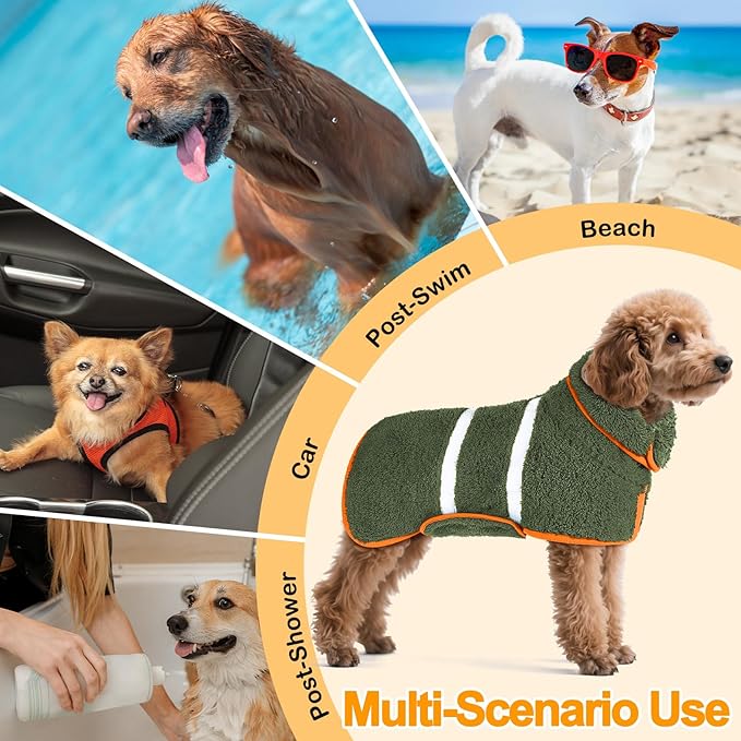 Dog Bathrobe Super Absorbent Dog Towels Large Quick Drying Robes for After Bath Soft Adjustable Warm Keeping Dogs Towel(S-XXL)