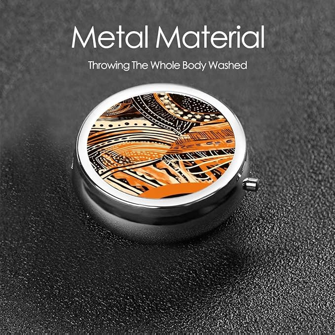Tribal Print Portable Pill Organizer | 3 Compartment, With Mirror, For Men Women, For Daily Supplements, Vitamins, Fish Oil, Jewelry, Candy, Travel