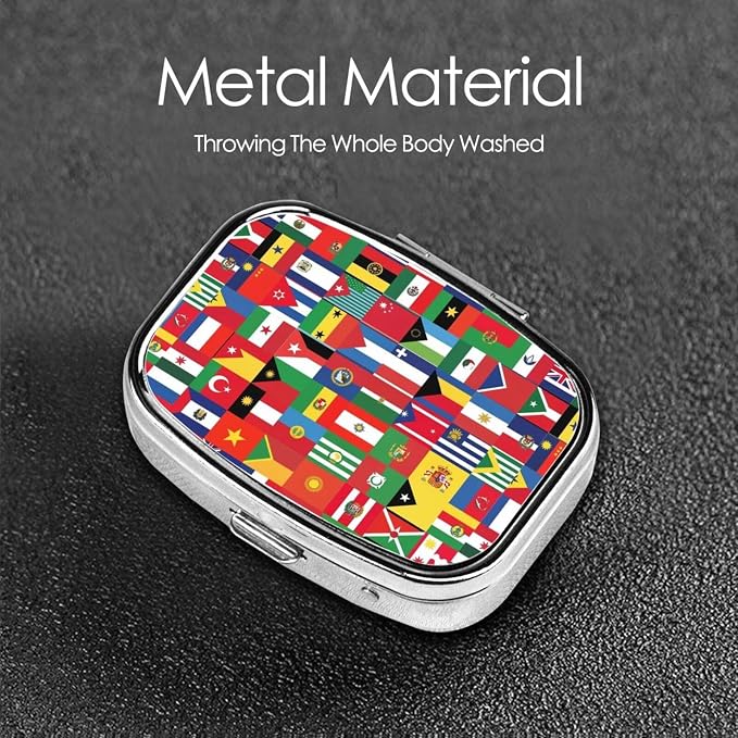 Custom Pill Box Engraved Medicine Organizer Personalized Gifts Pharmacist Nurse Retirement Present, World of Flag