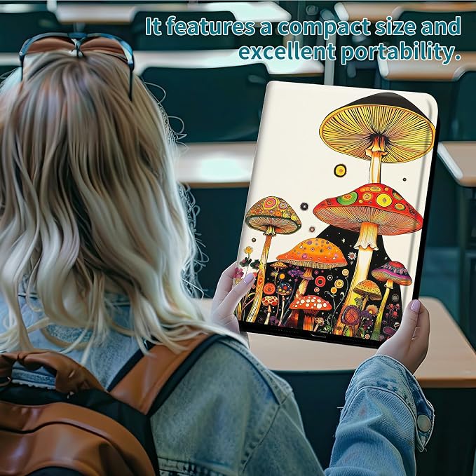 Case for Samsung Galaxy Tab A 10.1" 2016 SM-T580/T585/T587, 360 Degree Rotating Stand with Multi-Angle Vertical & Horizontal Viewing Shockproof Shell for Women Men, Mushroom Painting