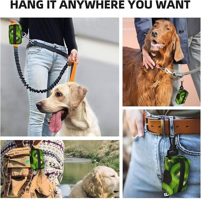 Kiwi Slices Pet Waste Bag Dispenser 0.2L | Portable Dog Poop Holder Waste Bag With Zipper Park Doggy Walking Accessory