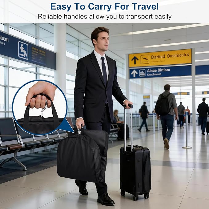 KIMBORA 43" Suit Bags for Closet Storage and Travel, Gusseted Hanging Garment Bags for Men Suit Cover With Handles for Clothes, Coats, Jackets, Shirts(3 Packs)