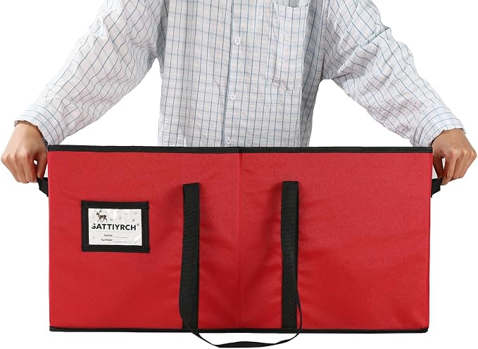 Sattiyrch Christmas Ornament Storage Box,8 Trays with Customizable Dividers,Canvas,Dust-Proof, Collapsible,Portable with Dual Handles,Holds Up to 128 x 2.36 Ornaments