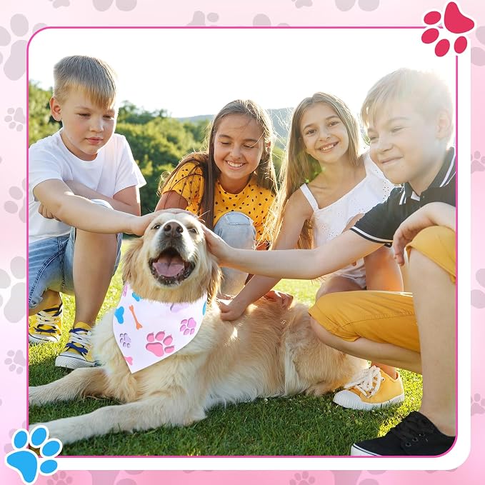 Abbylike 50 Pcs Paw Print Dog Bandanas Bulk, National Dog Day Paw & Bone