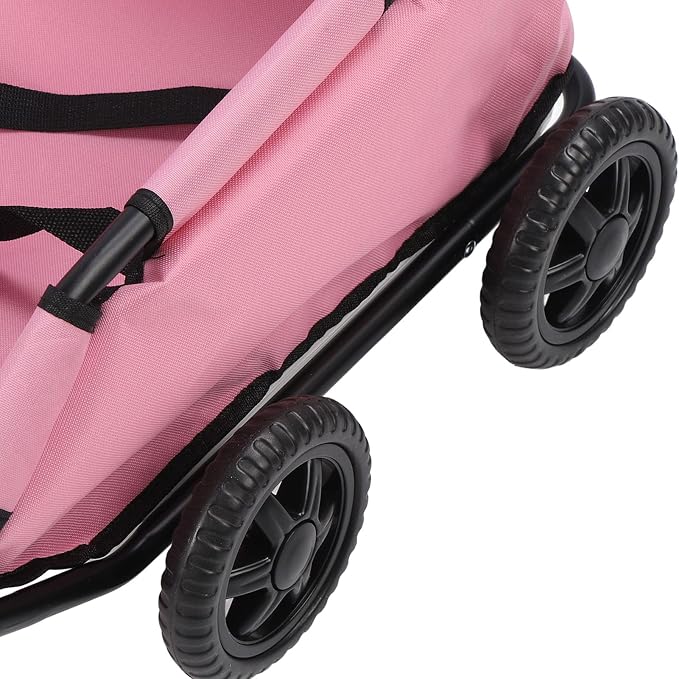 Dog Stroller Foldable Pet Buggy Portable Cat Carrier with Storage Basket 28.6lbs Capacity 51x35x23cm 4 Wheels Removable Liner Safety Leash for Small Pets