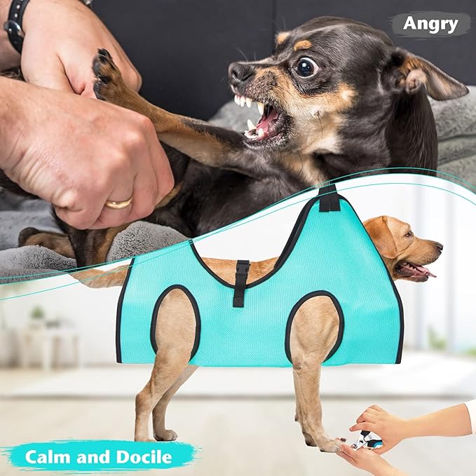 ATESON Dog Grooming Hammock - Upgrade Pet Grooming Harness for Nail Trimming (XXL 120lb), Dog Sling for Nail Clipping, Dog Hanging Holder Hanger for Cutting Nail with Nail Clippers, Green