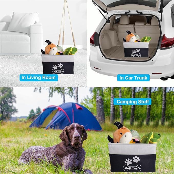 Large Dog Toy Basket Foldable Dog Toy Box Dog Toy Bin for Dog Chew Toys Accessories