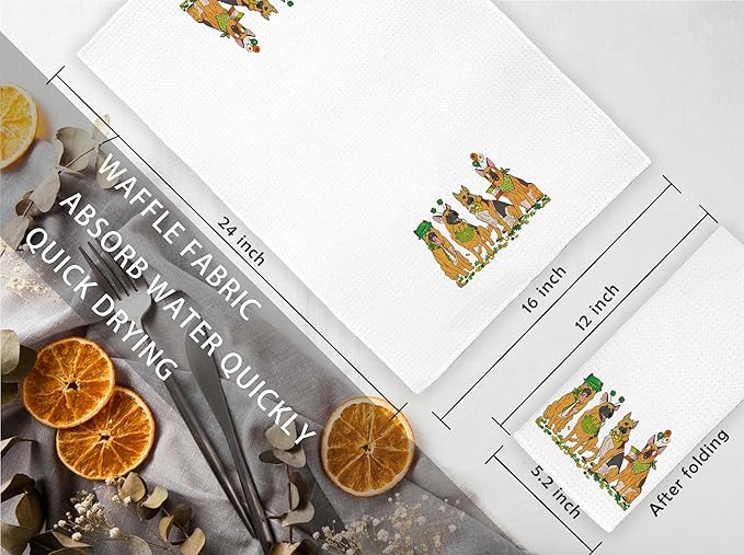 Jvpke German Shepherd St Patrick's Day Kitchen Towels - Gifts for Women, Teens, Kids - Decoration and Decor - 16x24 Inch