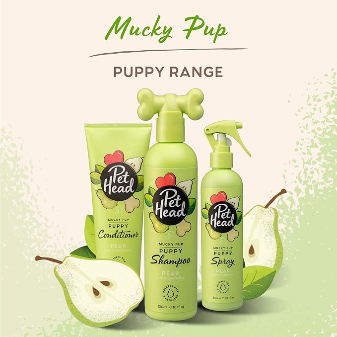 Pet Head Mucky Pup Puppy Shampoo | Pear Scent | Shampoo for Puppies from 8 Weeks | Professional Grooming | Vegan Dog Shampoo | Gentle Formula for Puppies | Made in USA | 16 fl. oz.