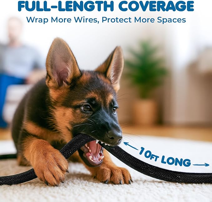 SunGrow Pet Cord Protector, 1/2 Inch Wire Loom Tubing Cable Sleeve, Dog, Cat, Ferret Wire Split Sleeve, Cable Protector Tubing, Restricts Chewing, Polyester Cable Management Sleeve, 10 Feet