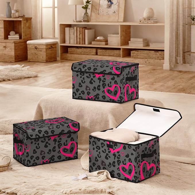 Stackable Clothes Storage Bins with Lids 3 Pack | Closet Organizers Fabric Box for Home and Office,Blanket Clothes Organizers,Under Bed Storage Containers