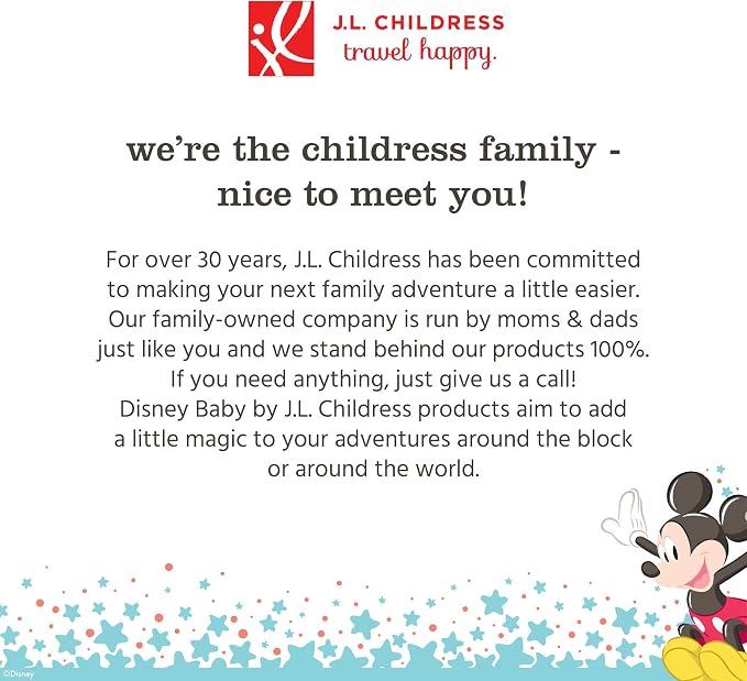 J.L. Childress Disney Baby Cups N Cargo Stroller Organizer & Caddy, Mickey | Essential baby travel accessory with cup holders, large mesh storage pocket & zipper pocket fits UPPAbaby, Doona, Nuna & More