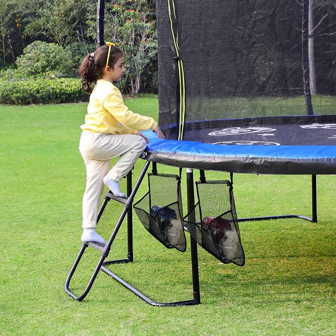 2 Pieces Trampoline Shoes Bag, Black Trampoline Storage Mesh Bag with 2 Hook and Loop Strap, Trampoline Shoe Holder, Indoor Fitness Shoes Organizer, Trampoline Equipment Bag Trampoline Accessories