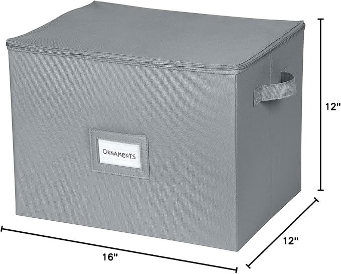 Christmas Ornament Storage Box - Large Christmas Decor Storage Containers that Store up to 128 Ornaments of 3 Inches - Durable Material To Protect And Store Holiday Ornaments Décor, Gray