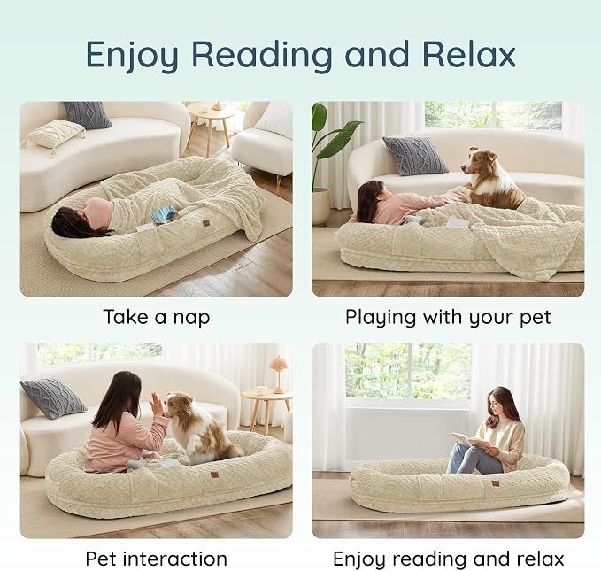 ChiXnuggle Faux Fur Washable Human Dog Bed Cover(Only Human Dog Bed) | 72*40*10,removable replace cover,soft fur,non-slip bottom,linen