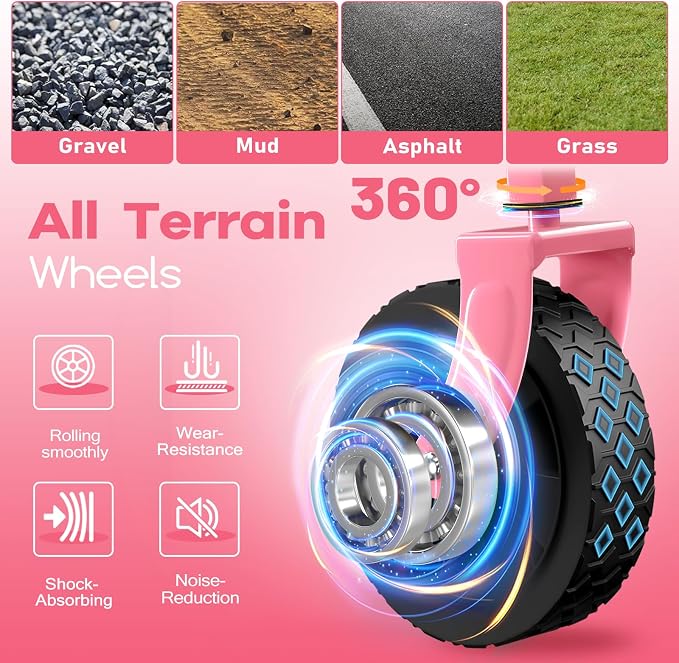 Originsure 110L Portable Collapsible Wagon Cart, 360lbs Heavy Duty, Pink | All-Terrain Wheels,Solid Steel Frame,Adjustable Handle,Compact&Space-Saving,Utility for Camping,Sports,Grocery,Garden