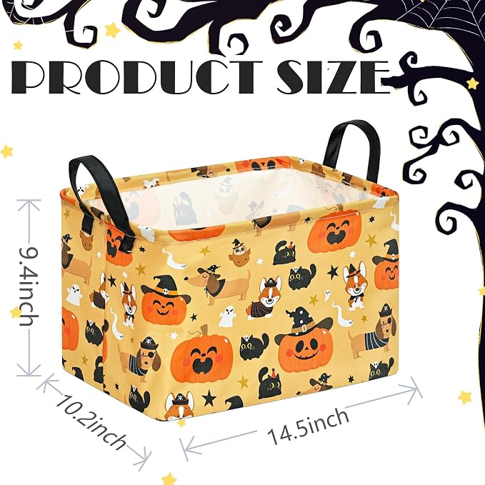 Halloween Pumpkin Ghost Storage Basket, Black Cat Spider Gift Toy Organizer