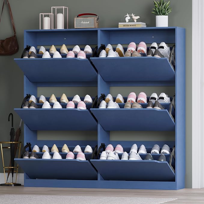 BORNOON Shoe Cabinet with 6 Flip Drawers, Slim Narrow Shoe Storage Cabinet, Freestanding Shoe Organizer for Entryway, Hallway, Foyer