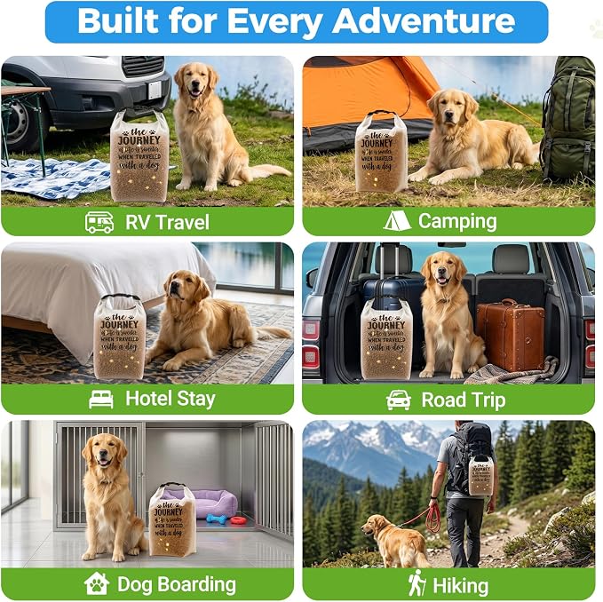 Airtight Dog Food Storage Bag,14 Cups(5lbs) Portable Pet Food Travel Bag With Roll-Top Closure For Travel, Keeps Kibble Fresh For Hiking Camping Rv Road Trip