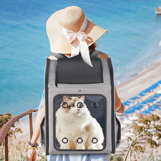 Extra Large Cat Backpack Carrier for Cats Under 30 Lbs | Large Space Pet Backpack Carrier for Dogs Puppies Rabbits Other Animals under 25 Lbs, Great for Travel / Hiking / Outdoor Use