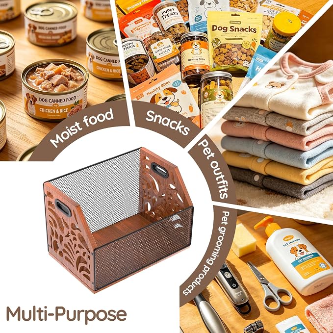Dog Toy Basket, Chew-Proof Dog Toy Box, Wooden Pet Toy Storage | Spacious Toy Storage Bin for Pet Toys, Treats & Home Supplies, Toy Box for Living Room