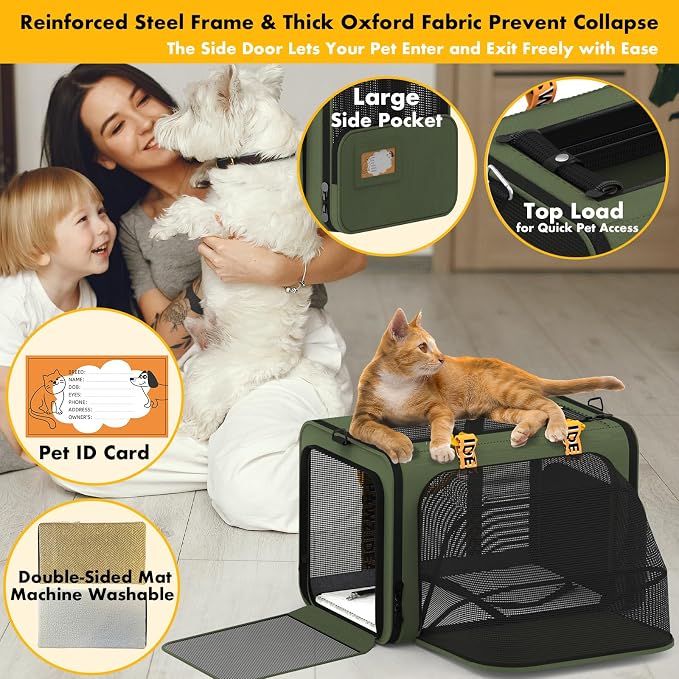 PAWZIDEA Double Pet Stroller with 2 Detachable Carrier for Multiple Pets | Portable Travel Crate & Car Seat Combo & TSA-Approved Expandable Carrier, Foldable Jogger Stroller for 2–4 Cats or Small Dogs