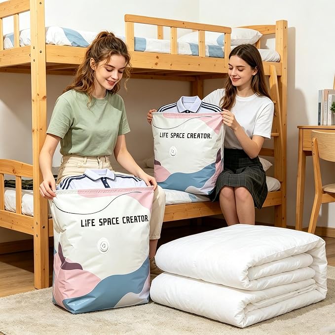 Vacuum Bags Airtight Reusable Portable Storage Pack | Vacuum Pack Bags for Clothes Clothing Pillows Comforters Bedding Mattress Closet Home
