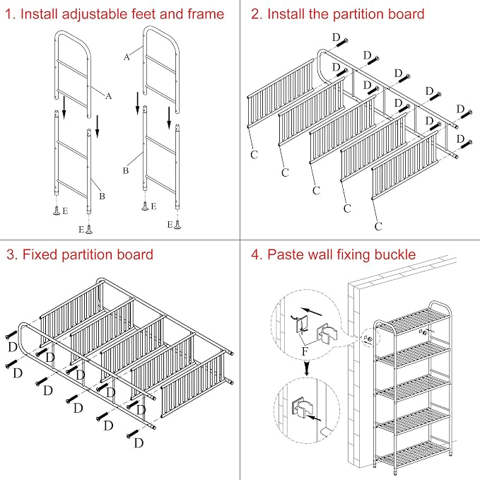 JSB 5-Tier Adjustable Shelving Unit, Heavy Duty Storage Rack Organizer Metal Corner Shelf for Kitchen Living Room Laundry Pantry Bathroom (White, 5 Tier)