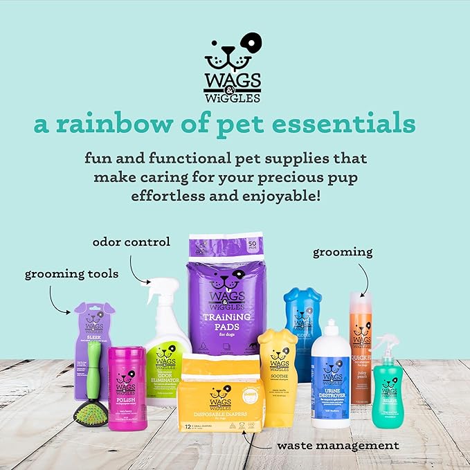Wags & Wiggles Hypoallergenic Dog Wipes for Sensitive Skin, Fragrance Free Waterless Cleansing Towelettes for Paws Face Body & Rear, No SLS DEA Parabens, 100 Count - 2 Pack