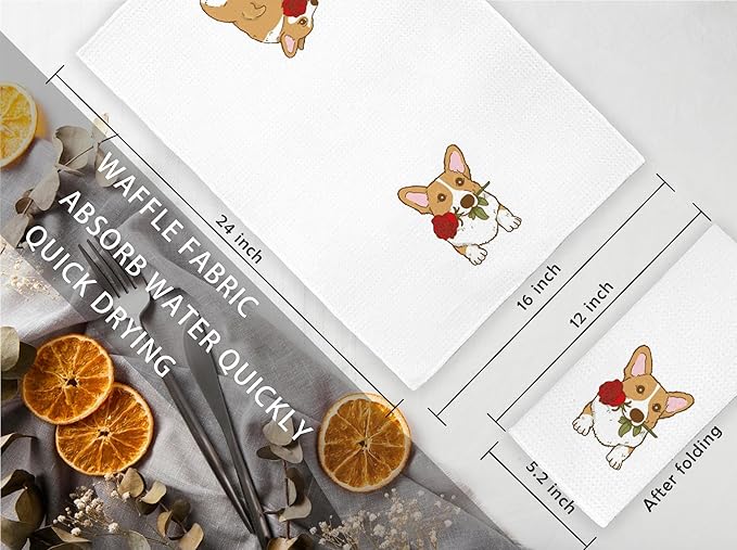 Jvpke Corgi Hand Towel for Bathroom Kitchen, Corgi Decor for Home, Corgi Gifts for Her Girls Women Men Kids, Corgi Kitchen Decorative Towels, 16x24 in