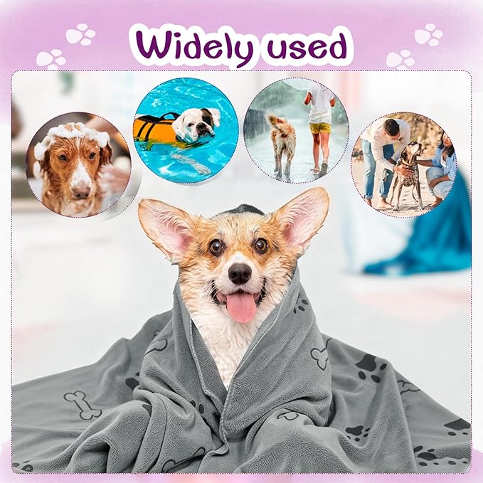 30 Pcs Dog Towels for Drying Dogs Bulk 20 x 40 Inch Quick Drying Pet Bath Towels Colorful Pet Grooming Towel Absorbent Microfiber Towel for Small Medium Large Dog Puppy Cat (Gray)